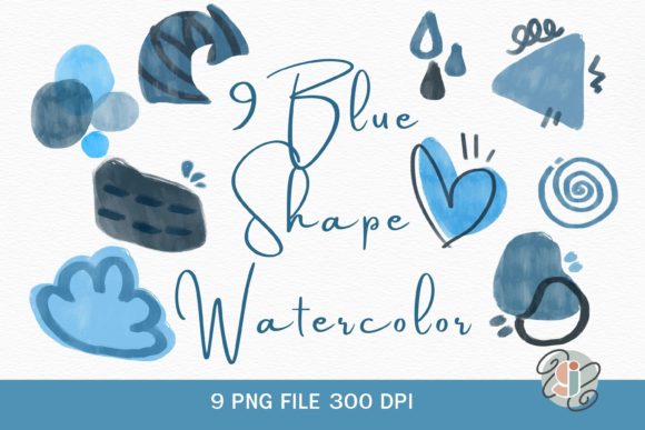 9 Blue Shape Watercolor: Abstract Clipart Guide