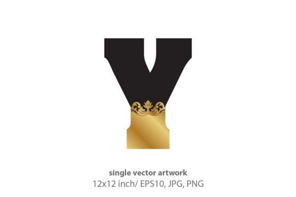 Black and Gold Baroque Letter Y: Design Guide