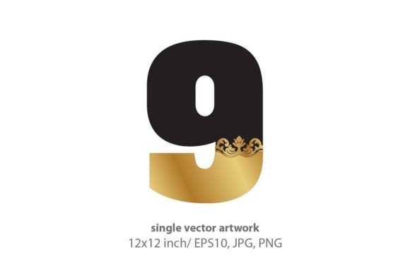 Black and Gold Baroque Number 9 Design Guide