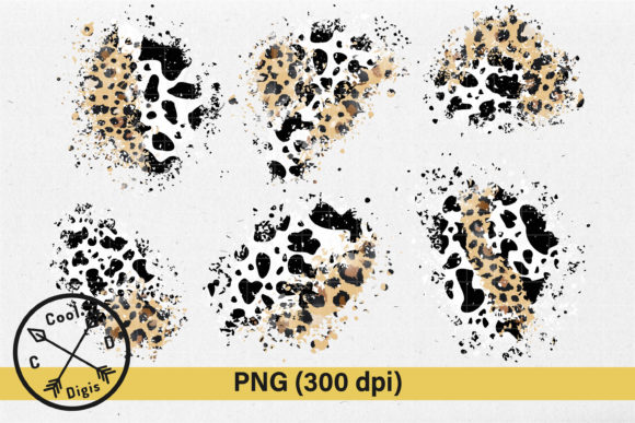 Black Cow & Leopard Patches PNG