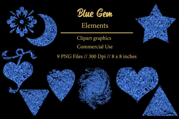 Blue Gem Brush Stroke Clipart Element: Elevating Digital and Print Designs