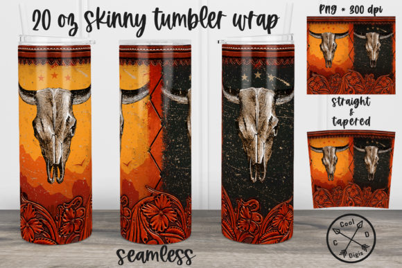 Bull Skull Tooled Leather Skinny Tumbler: Elevating Western Aesthetics in Modern Sublimation