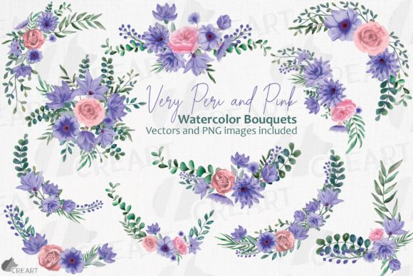 Designing with Watercolour Very Peri Flower Bouquets: A Guide for Creators