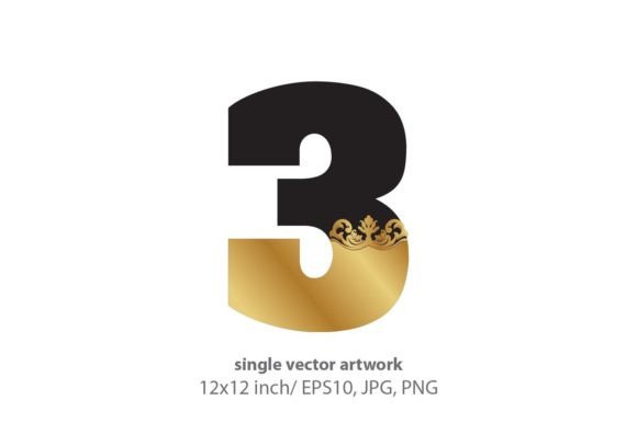Mastering Elegance: A Guide to Using Black and Gold Baroque Number 3 Clipart