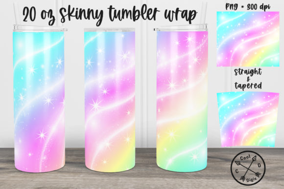 Rainbow Glitter Skinny Tumbler Wrap Guide